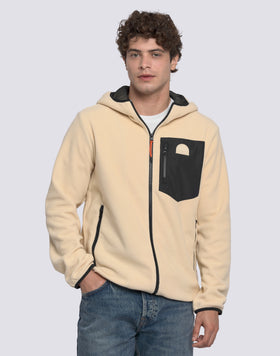 CHAQUETA HOMBRE EN POLAR CON CREMALLERA COMPLETA Y CAPUCHA