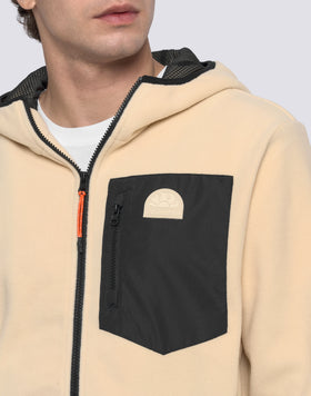 CHAQUETA HOMBRE EN POLAR CON CREMALLERA COMPLETA Y CAPUCHA