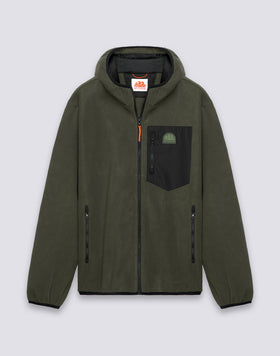 CHAQUETA HOMBRE EN POLAR CON CREMALLERA COMPLETA Y CAPUCHA