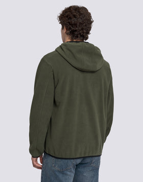 CHAQUETA HOMBRE EN POLAR CON CREMALLERA COMPLETA Y CAPUCHA