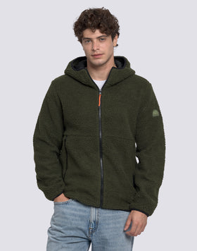 VESTE TEDDY HOMME À CAPUCHE ET ZIP