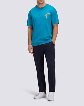 T-SHIRT HOMME À COL ROND AVEC IMPRIMÉ ET BRODERIE