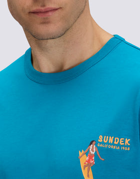 T-SHIRT HOMME À COL ROND AVEC IMPRIMÉ ET BRODERIE