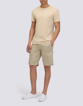 SHORT CARGO HOMME EN POPLINE EXTENSIBLE TEINTE EN PIÈCE