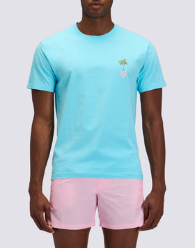 T-SHIRT CAPSULE MICROSTAMPA PALMA E SCRITTA RICAMATA