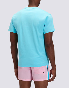 T-SHIRT CAPSULE MICROSTAMPA PALMA E SCRITTA RICAMATA