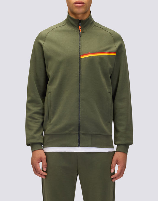 FELPA FULL ZIP CON DETTAGLIO TRICOLORE