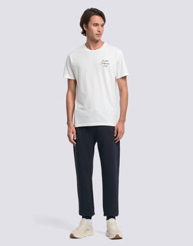 MEN'S ELASTIC WAISTED LONG TROUSERS IN RECYCLED INTERLOCK COTTON
