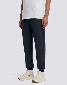MEN'S ELASTIC WAISTED LONG TROUSERS IN RECYCLED INTERLOCK COTTON