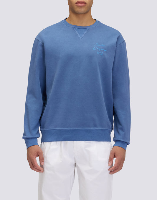 SUDADERA DE MANO CON CUELLO REDONDO Y TEÑIDA EN JUSTO