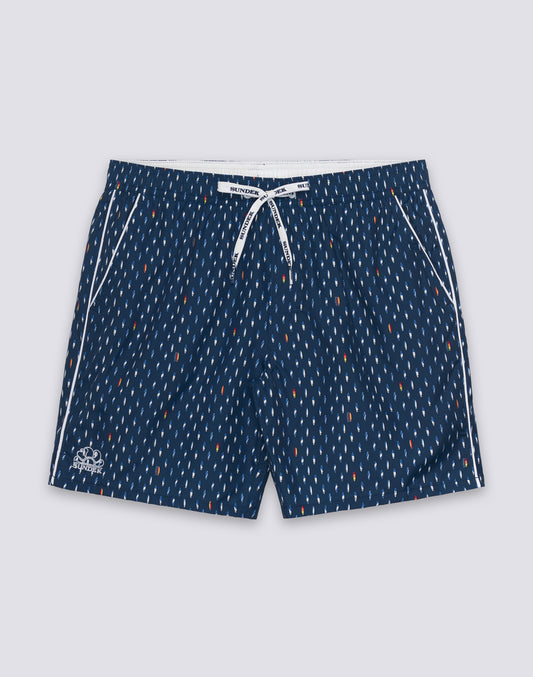 BAÑADOR DE LONGITUD MEDIA CINTURA ELÁSTICA ESTAMPADO RICE SURF EN POLIÉSTER RECICLADO REPREVE®