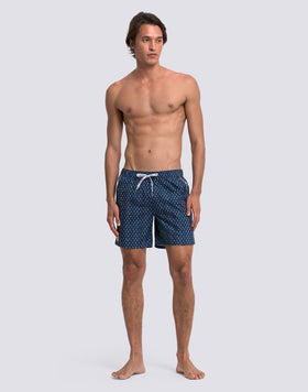 BAÑADOR DE LONGITUD MEDIA CINTURA ELÁSTICA ESTAMPADO RICE SURF EN POLIÉSTER RECICLADO REPREVE®