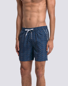BAÑADOR DE LONGITUD MEDIA CINTURA ELÁSTICA ESTAMPADO RICE SURF EN POLIÉSTER RECICLADO REPREVE®