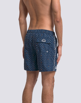 BAÑADOR DE LONGITUD MEDIA CINTURA ELÁSTICA ESTAMPADO RICE SURF EN POLIÉSTER RECICLADO REPREVE®