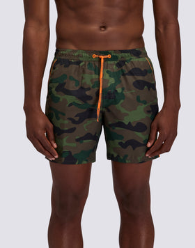COSTUME DA BAGNO UOMO LUNGHEZZA MEDIA VITA ELASTICATA STAMPA CAMOU IN POLIESTERE RICICLATO REPREVE®