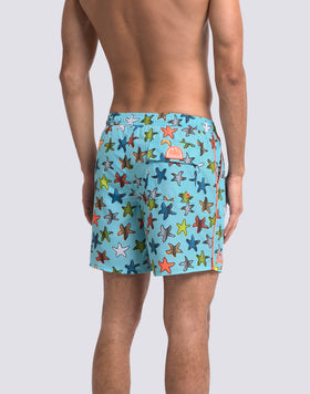 BAÑADOR DE LONGITUD MEDIA CINTURA ELÁSTICA ESTAMPADO HAPPY STAR EN POLIÉSTER RECICLADO REPREVE®