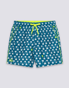 BAÑADOR DE LONGITUD MEDIA CON CINTURA ELÁSTICA Y ESTAMPADO UPSIDE DOWN EN POLIÉSTER RECICLADO REPREVE®
