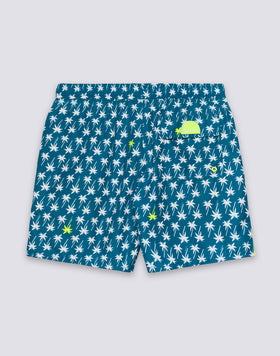 BAÑADOR DE LONGITUD MEDIA CON CINTURA ELÁSTICA Y ESTAMPADO UPSIDE DOWN EN POLIÉSTER RECICLADO REPREVE®