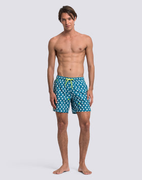 BAÑADOR DE LONGITUD MEDIA CON CINTURA ELÁSTICA Y ESTAMPADO UPSIDE DOWN EN POLIÉSTER RECICLADO REPREVE®