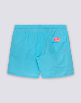 BAÑADOR DE HOMBRE DE LARGO MEDIO CON CINTURA ELÁSTICA Y RIBETE