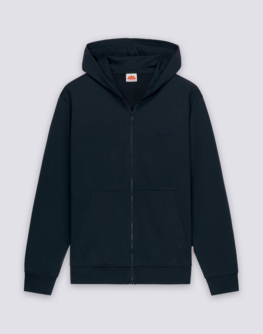 SUDADERA DE HOMBRE DE ALGODÓN DESLARA CON CREMALLERA COMPLETA Y CAPUCHA