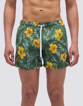 MAILLOT DE BAIN COURT À TAILLE ÉLASTIQUE ET IMPRIMÉ FLEURI CLASSIQUE