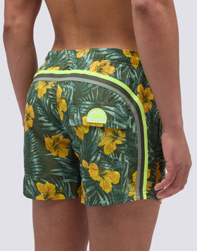 MAILLOT DE BAIN COURT À TAILLE ÉLASTIQUE ET IMPRIMÉ FLEURI CLASSIQUE