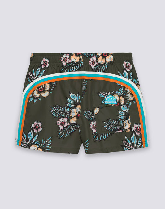 MAILLOT DE BAIN COURT À TAILLE ÉLASTIQUE EN POLYESTER RECYCLÉ REPREVE® AVEC IMPRIMÉ GRAPHIC FLOWER