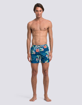 BAÑADOR CORTO DE CINTURA ELÁSTICA DE POLIÉSTER RECICLADO REPREVE® CON ESTAMPADO ISLAND BLISS