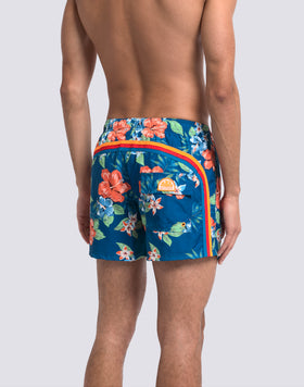 BAÑADOR CORTO DE CINTURA ELÁSTICA DE POLIÉSTER RECICLADO REPREVE® CON ESTAMPADO ISLAND BLISS