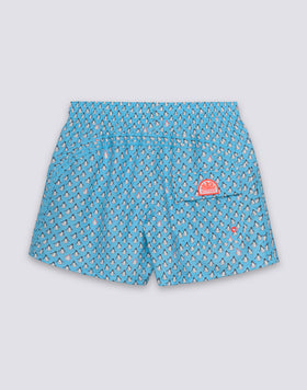 MAILLOT DE BAIN COURT À TAILLE ÉLASTIQUÉE REPREVE® AVEC IMPRESSION GREETINGS FROM MEXICO