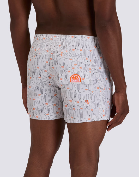 MAILLOT DE BAIN COURT TAILLE ÉLASTIQUÉE POLYESTER RECYCLÉ REPREVE® AVEC IMPRIMÉ SURF