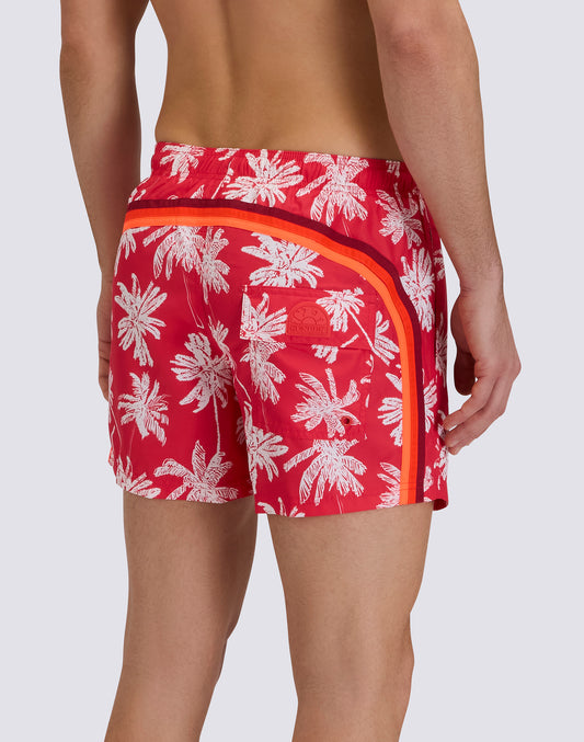 BAÑADOR CORTO DE CINTURA ELÁSTICA DE POLIÉSTER RECICLADO REPREVE® CON ESTAMPADO PALM OASIS