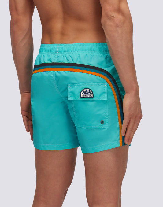 ICONIC TAFFETA STRETCH WAIST SWIM TRUNKS