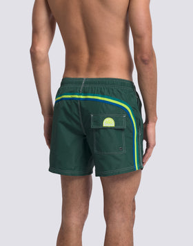 MAILLOT DE BAIN COURT EN TAFFETAS POUR HOMME, À TAILLE ÉLASTIQUE ET À L'EMBALLAGE ÉLASTIQUE