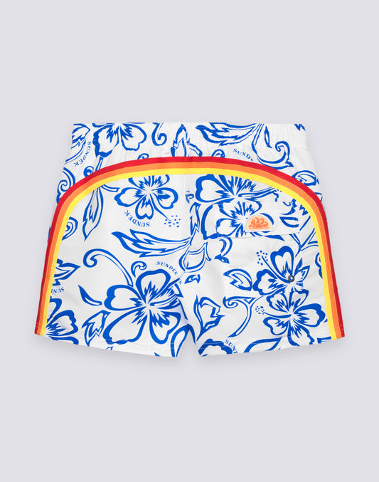 COSTUME DA BAGNO UOMO CORTO VITA ELASTICATA STAMPA ARCHIVE HIBISCUS SK23