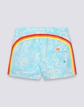 MEN'S SHORT SWIMSUIT WITH ELASTIC WAIST AND ARCHIVE HIBISCUS PRINT SK23