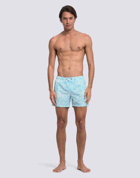 MEN'S SHORT SWIMSUIT WITH ELASTIC WAIST AND ARCHIVE HIBISCUS PRINT SK23