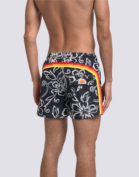MEN'S SHORT SWIMSUIT WITH ELASTIC WAIST AND ARCHIVE HIBISCUS PRINT SK23