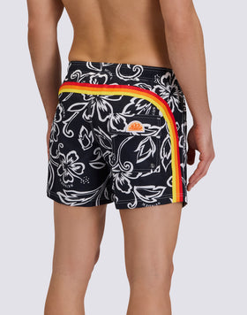 MEN'S SHORT SWIMSUIT WITH ELASTIC WAIST AND ARCHIVE HIBISCUS PRINT SK23