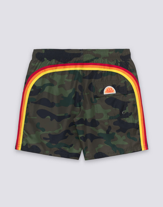 MAILLOT DE BAIN MI-LONG À TAILLE ÉLASTIQUE AVEC IMPRIMÉ CAMOUFLAGE EN POLYESTER RECYCLÉ REPREVE®