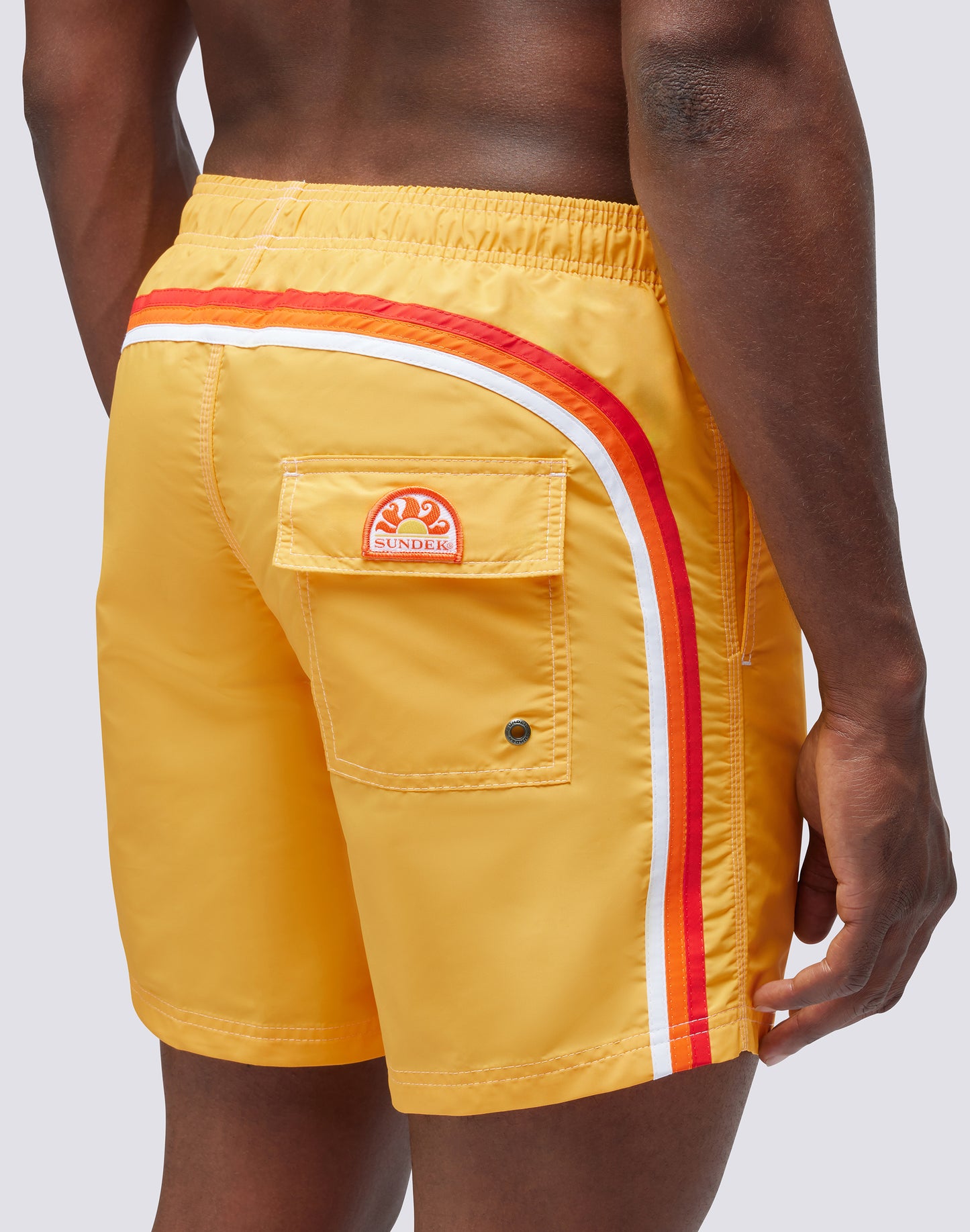 ICONIC TAFFETA STRETCH WAIST MID-LENGTH SWIM SHORTS