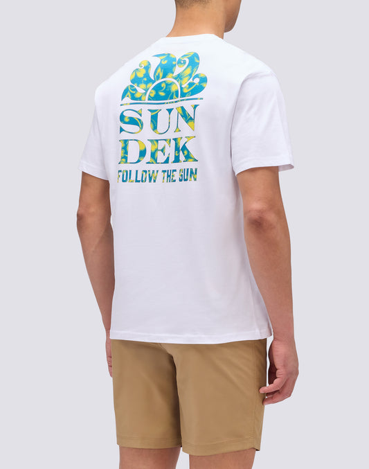 T-SHIRT WITH PALM TRIPS HIBISCUS PRINT