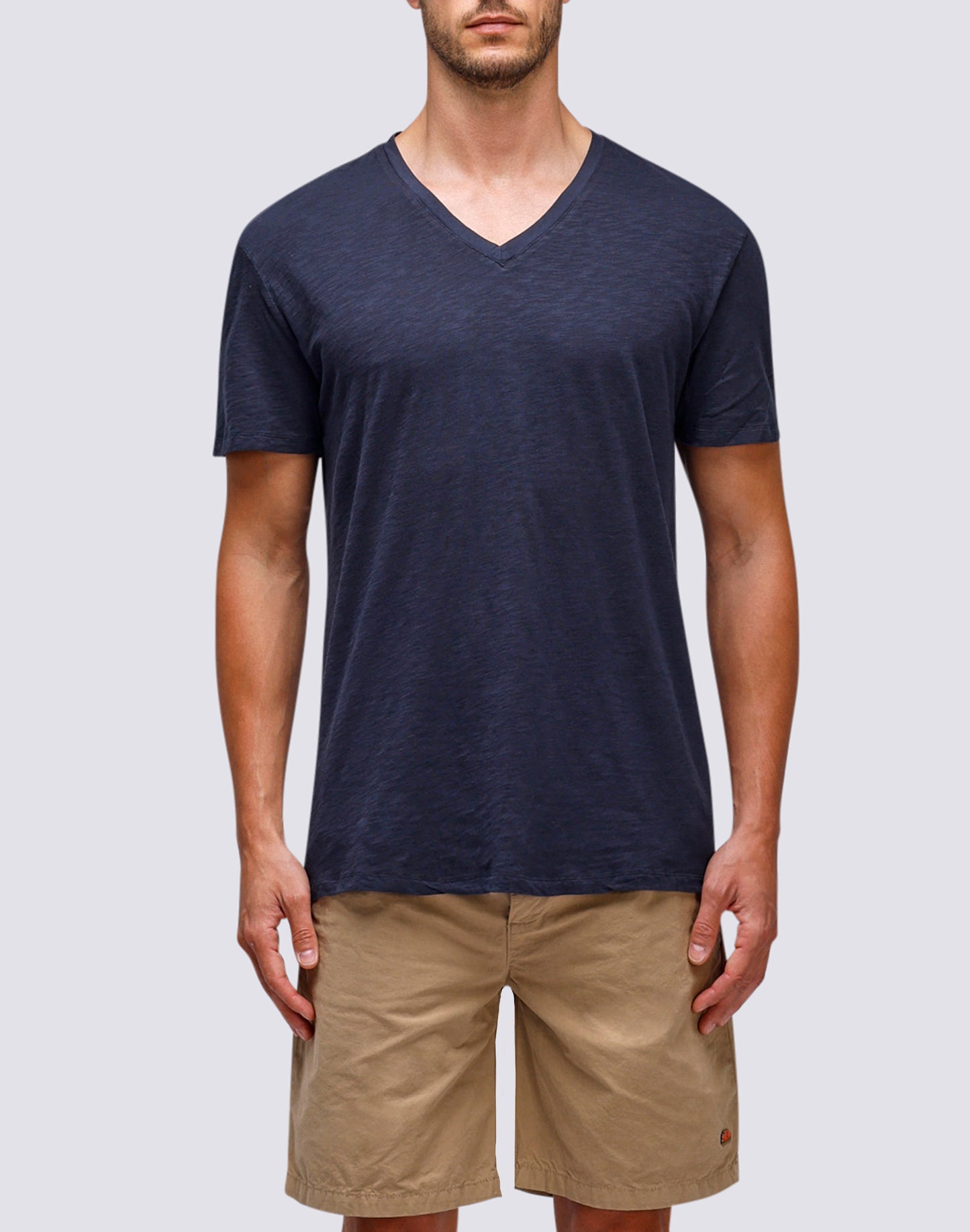 GARMENT DYED T-SHIRT WITH V-NECK