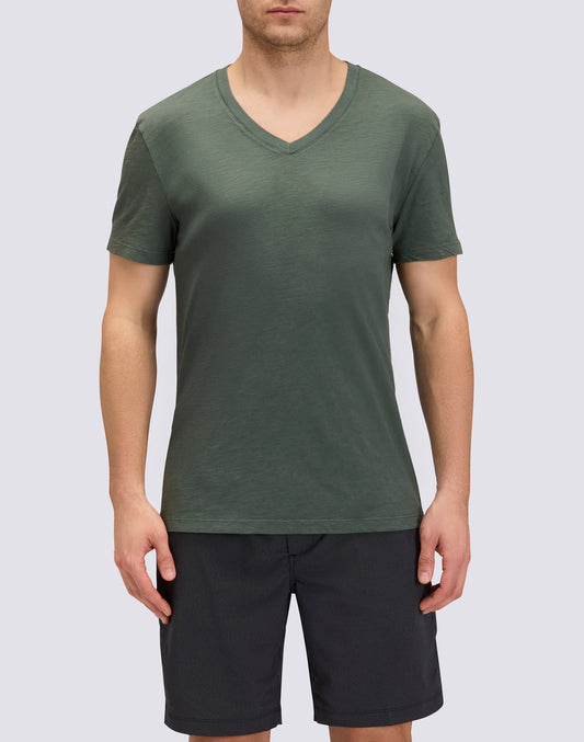 GARMENT DYED T-SHIRT WITH V-NECK