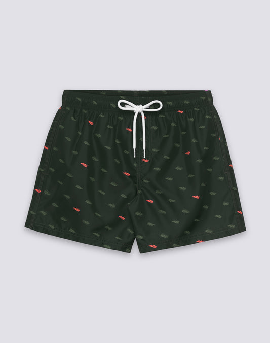 MAILLOT DE BAIN COURT À TAILLE ÉLASTIQUE À IMPRIMÉ MONOGRAMME EN POLY RECYCLÉ