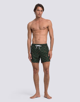 SHORT SWIMSUIT WITH ELASTIC WAIST WITH MONOGRAM PRINT IN RECYCLED POLY