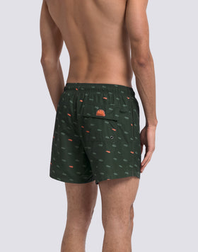 SHORT SWIMSUIT WITH ELASTIC WAIST WITH MONOGRAM PRINT IN RECYCLED POLY
