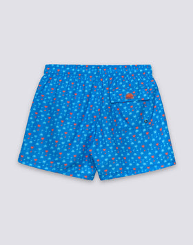 MAILLOT DE BAIN SHORT HOMME AVEC TAILLE ÉLASTIQUÉE ET IMPRIMÉ PALMIERS E N POLYESTER RECYCLÉ