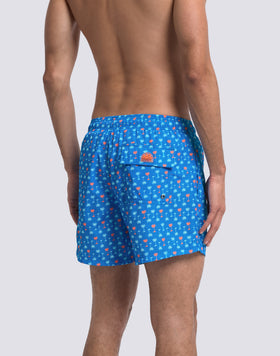 MEN'S SHORT SWIMSUIT WITH ELASTIC WAIST AND PALMAS PRINT IN RECYCLED POLY